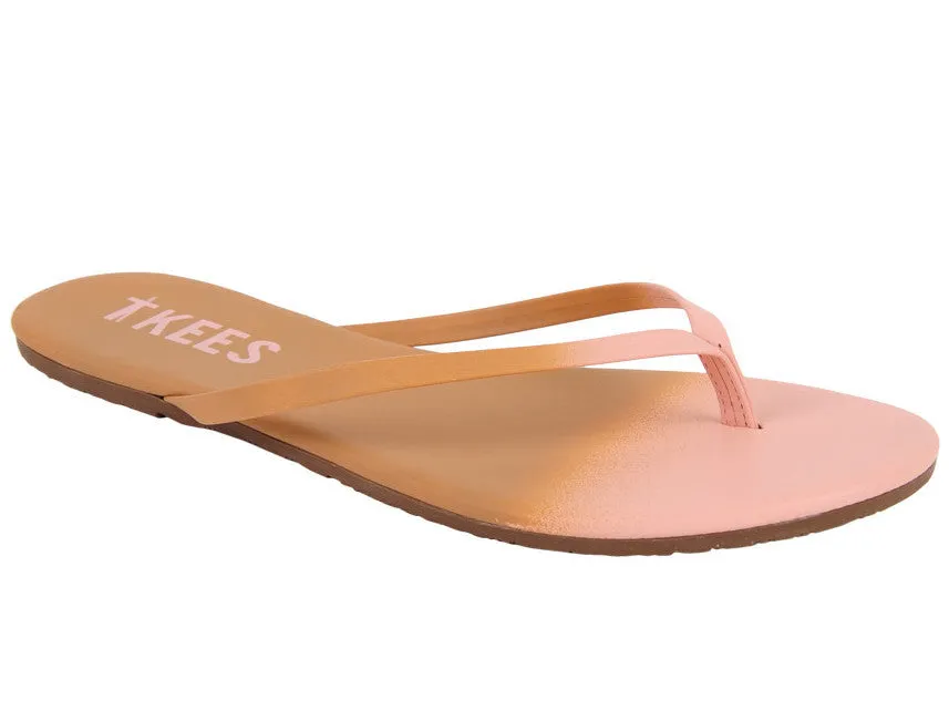Leather flip flops in ombre (nude to blush pink)