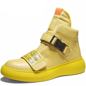 Leather High-Tops Shoes Street Dance Man Schoes Hip-Hop Korean Casual Shoes Men Chaussure Homme Sport Genuine Leather Shoes Men