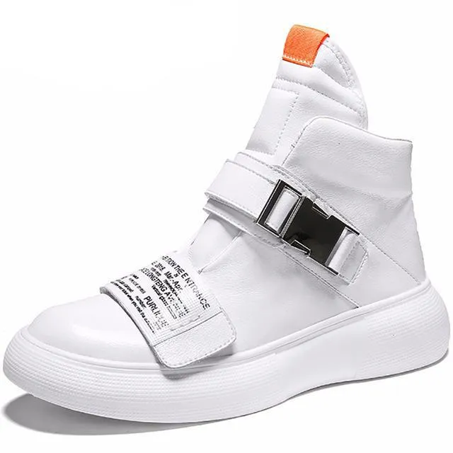 Leather High-Tops Shoes Street Dance Man Schoes Hip-Hop Korean Casual Shoes Men Chaussure Homme Sport Genuine Leather Shoes Men