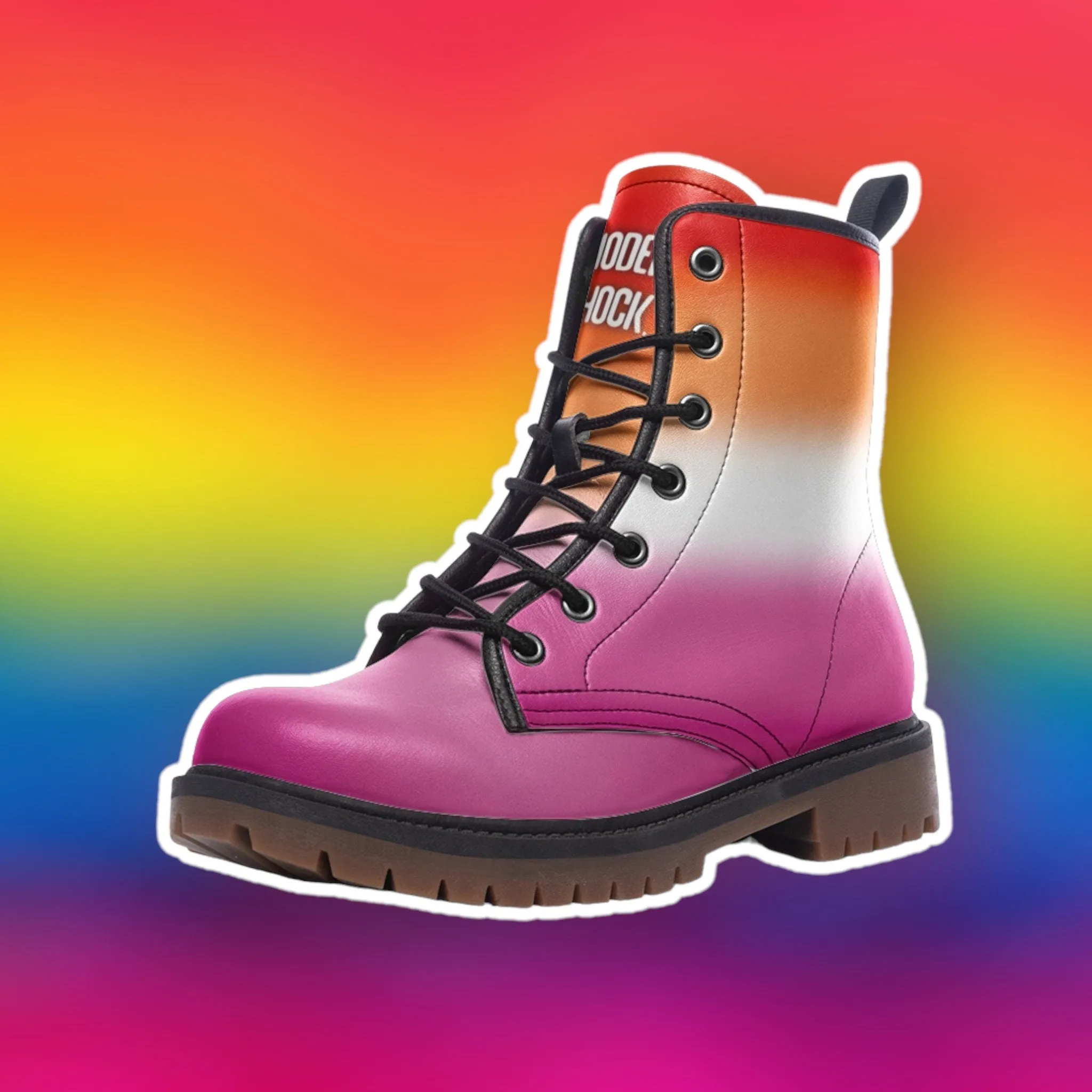 Lesbian Flag LGBTQ  Vegan Leather Unisex Boots