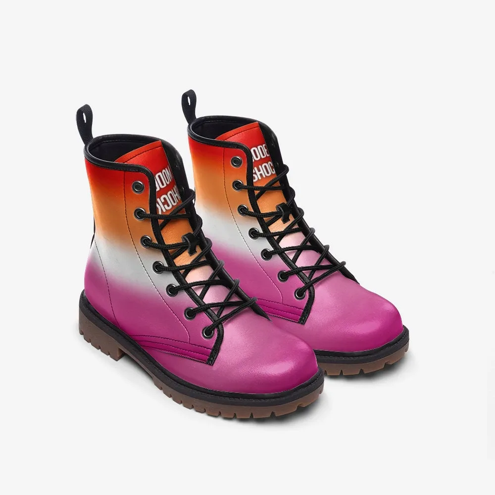 Lesbian Flag LGBTQ  Vegan Leather Unisex Boots
