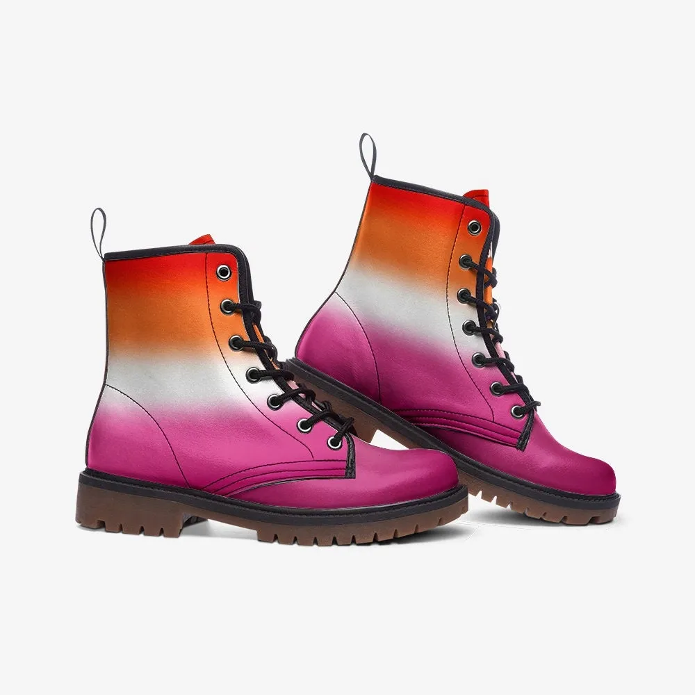 Lesbian Flag LGBTQ  Vegan Leather Unisex Boots