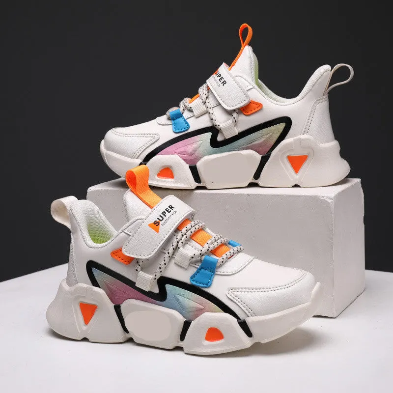 Little Girls Leather Running Shoes.