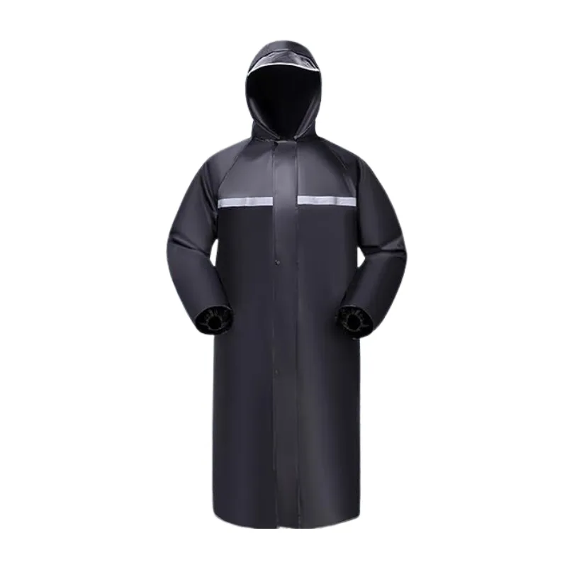Long Hooded Breathable Raincoat Adult Raincoat Oxford Cloth Waterproof Rain Suit Unisex with Reflective Strip Large Sizes with Pockets
