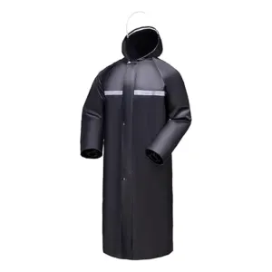 Long Hooded Breathable Raincoat Adult Raincoat Oxford Cloth Waterproof Rain Suit Unisex with Reflective Strip Large Sizes with Pockets