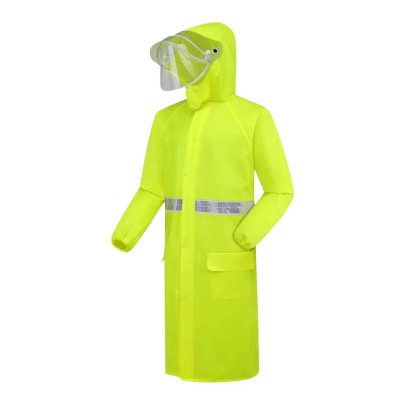 Long Hooded Breathable Raincoat Adult Raincoat Oxford Cloth Waterproof Rain Suit Unisex with Reflective Strip Large Sizes with Pockets