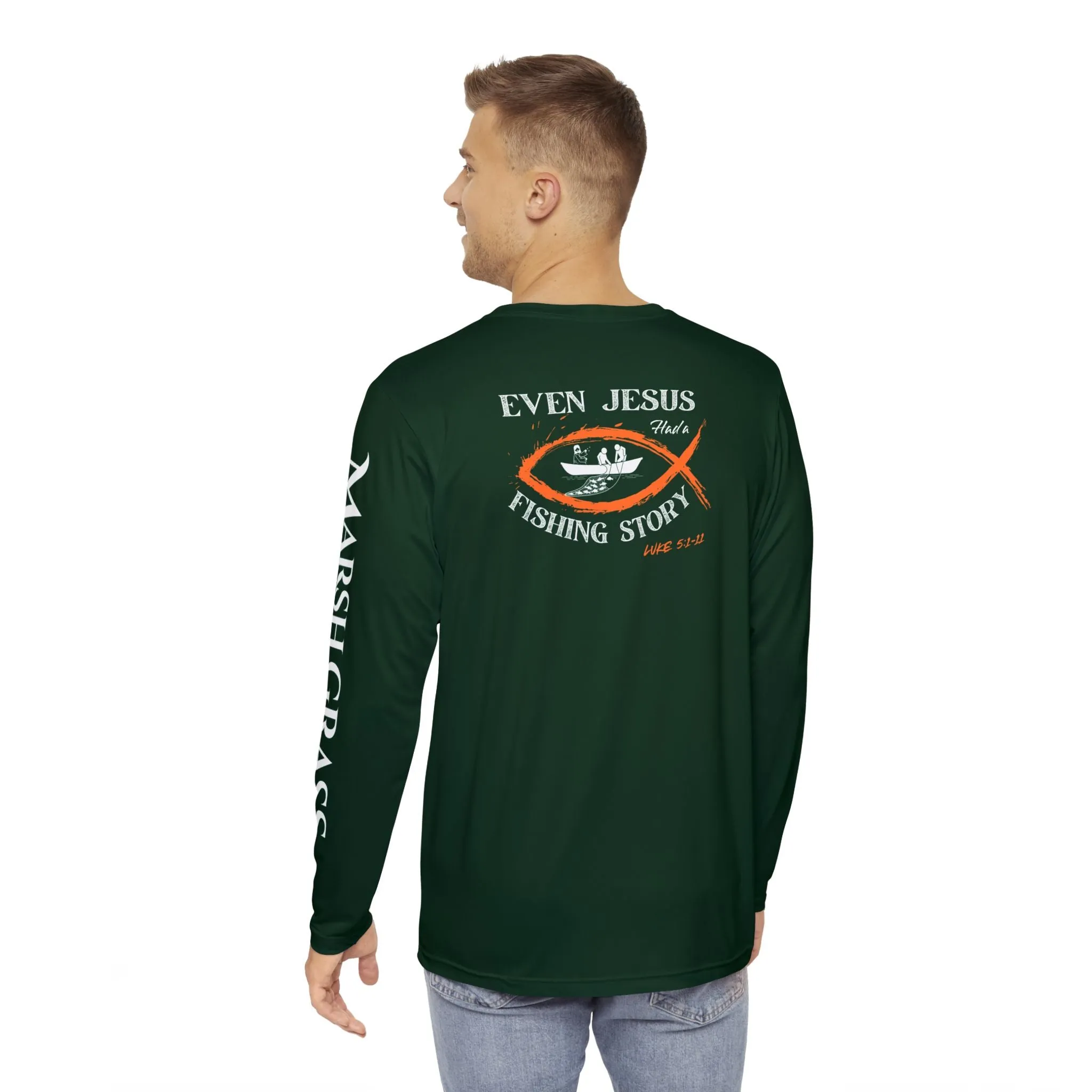 Luke 5:1-11 Long Sleeve Fishing Shirt - Hunter Green - Marsh GrassOutfitters Collection