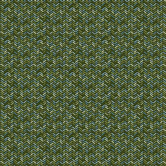 Makower Fabric | Autumn Days | Herringbone | Green