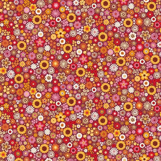 Makower Fabric | Autumn Days | Mini Floral | Red