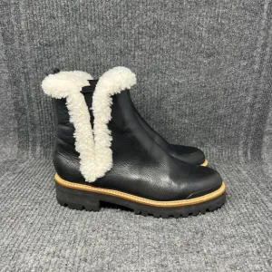Marc Fisher LTD Iggie Shearling Lined Ankle Boots Pull On Black Leather Sz 10 M