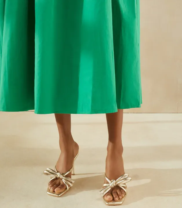 Margi Leather Bow Heel