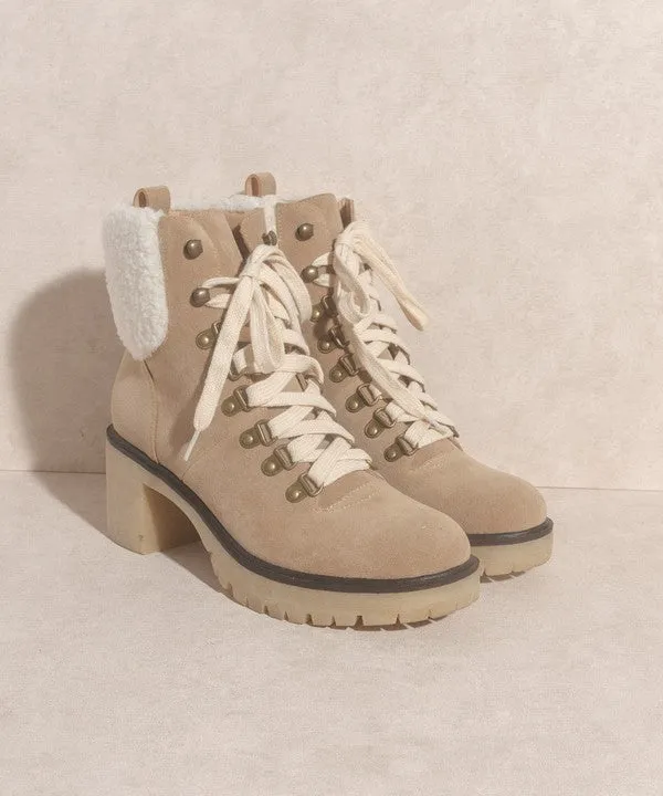 Margo Shearling Lace Up Boot Grey - SALE