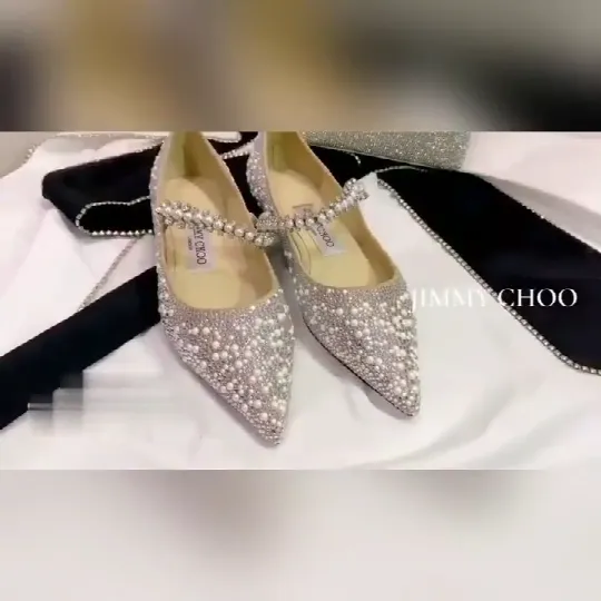Mary Janes Crystal flat Elastic String Bead Shoes