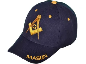 Mason Hat Navy Blue Baseball Cap with Masonic Logo Freemasons Shriners Prince Hall Lodge Headwear