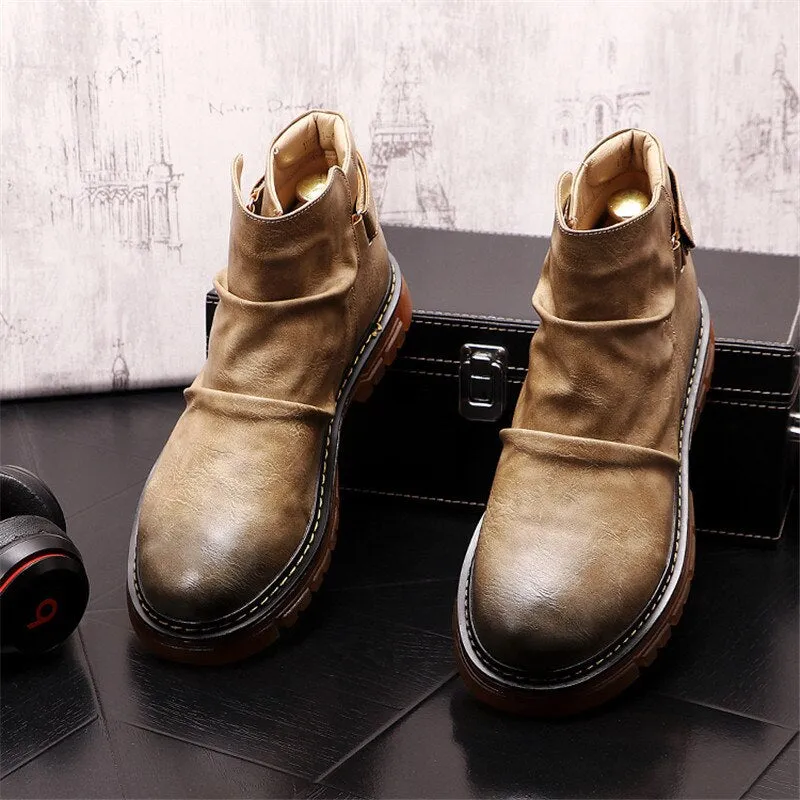 Men Martin Shoes Flats  Chelsea Ankle Boots