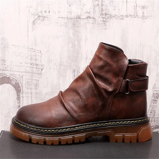 Men Martin Shoes Flats  Chelsea Ankle Boots
