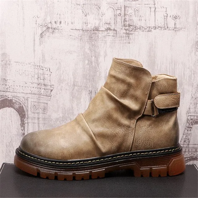 Men Martin Shoes Flats  Chelsea Ankle Boots