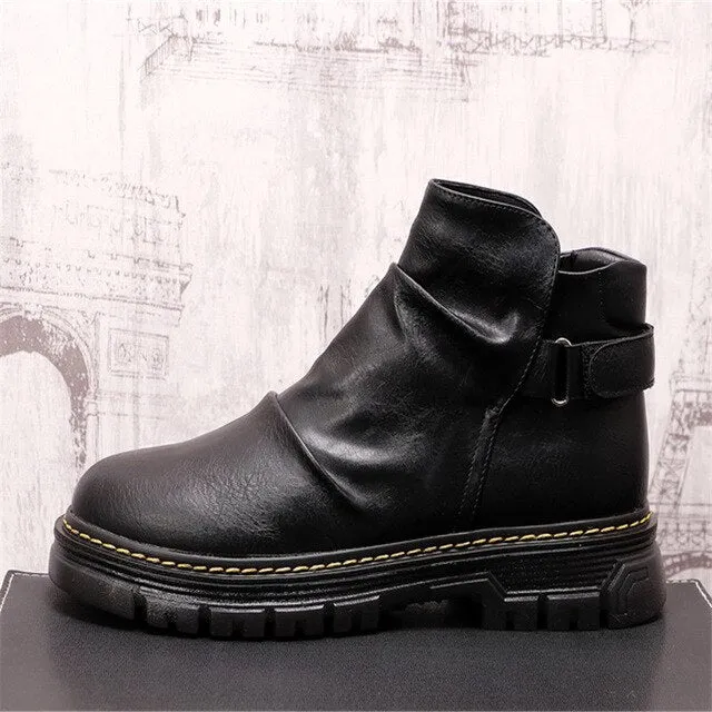Men Martin Shoes Flats  Chelsea Ankle Boots