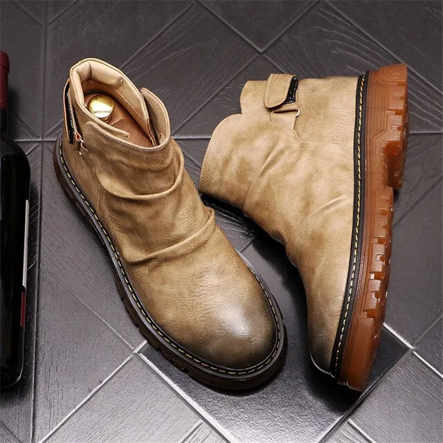 Men Martin Shoes Flats  Chelsea Ankle Boots