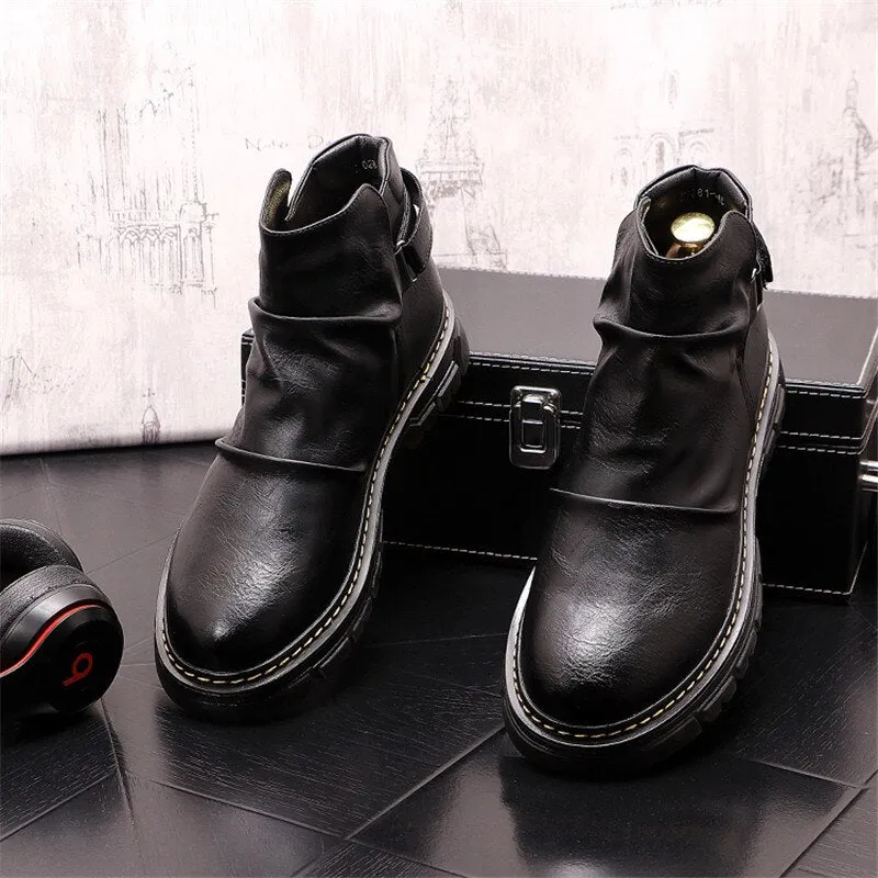 Men Martin Shoes Flats  Chelsea Ankle Boots