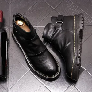Men Martin Shoes Flats  Chelsea Ankle Boots