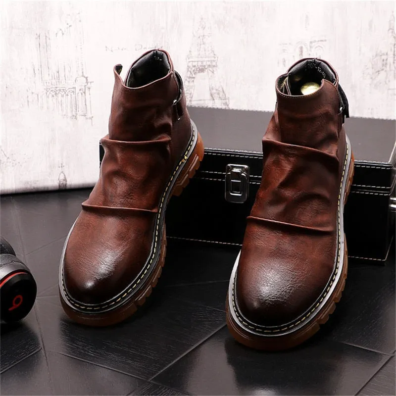 Men Martin Shoes Flats  Chelsea Ankle Boots