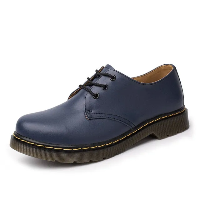 Men Women Short Boots Genuine Leather British Shoes
