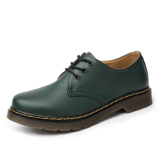 Men Women Short Boots Genuine Leather British Shoes