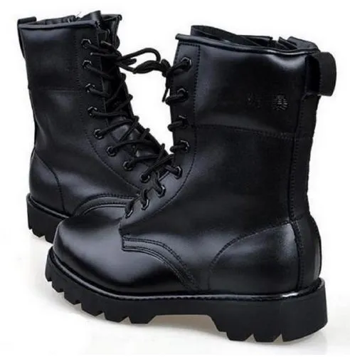 Men's Handmade Black Leather Combat Boots