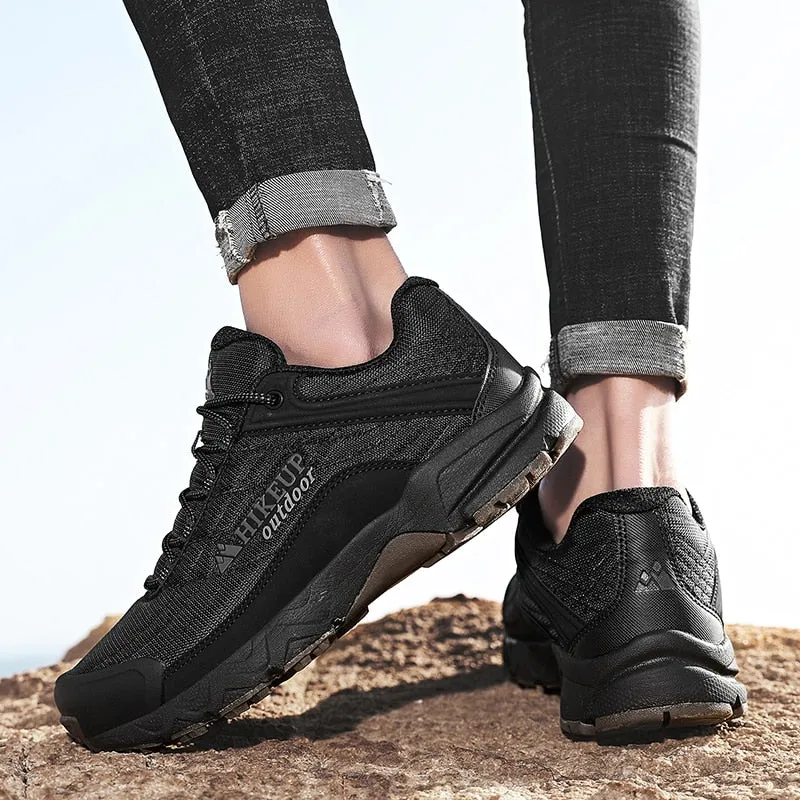 Men's outdoor hiking shoes genuine leather wear-resistant climbing shoes rubber sole trekking sneaker