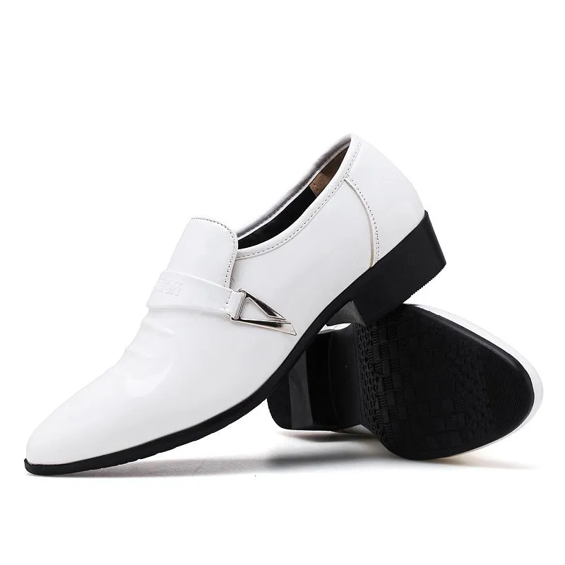 Mens Patent Leather Shoes White Black Formal Business Oxfords