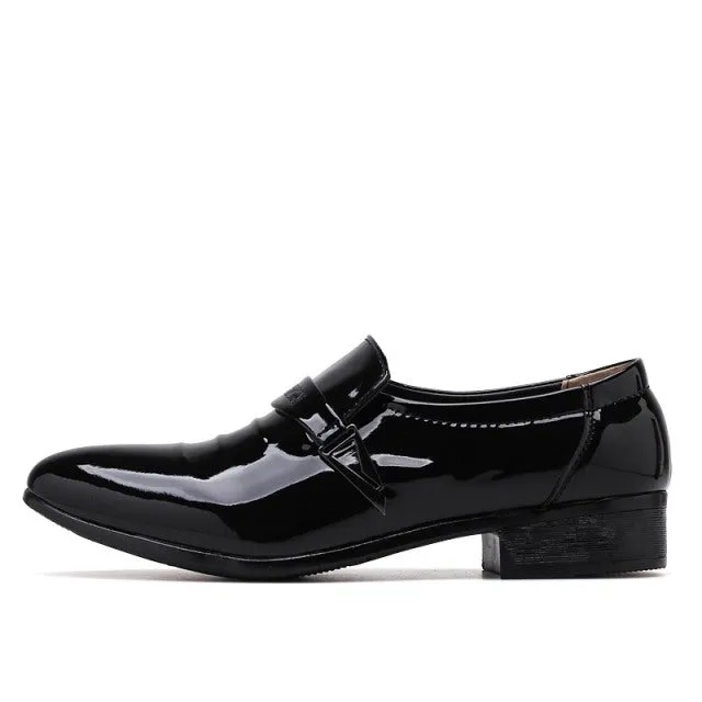 Mens Patent Leather Shoes White Black Formal Business Oxfords