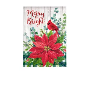 Merry and Bright Poinsettia Garden Strié Flag,14t10058