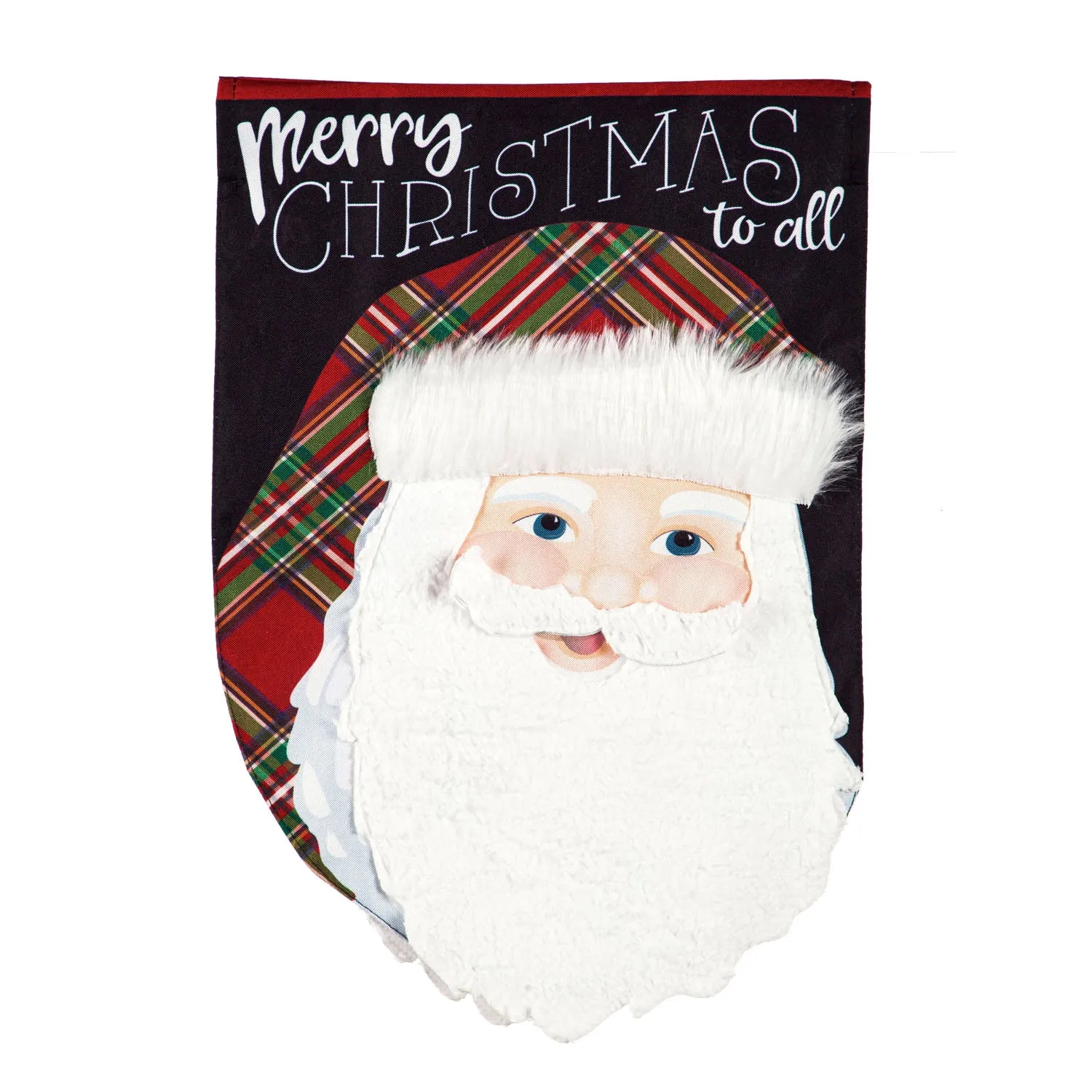 Merry Christmas Plaid Santa House Linen Flag,13l10028