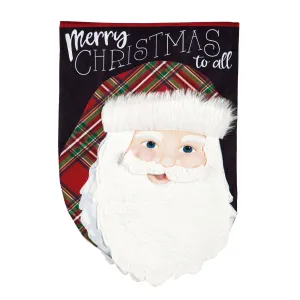 Merry Christmas Plaid Santa House Linen Flag,13l10028
