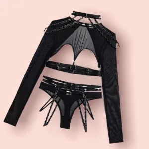 Mesh 4 Piece Techno Festival Lingerie Set