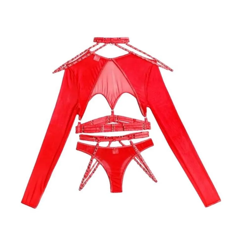 Mesh 4 Piece Techno Festival Lingerie Set