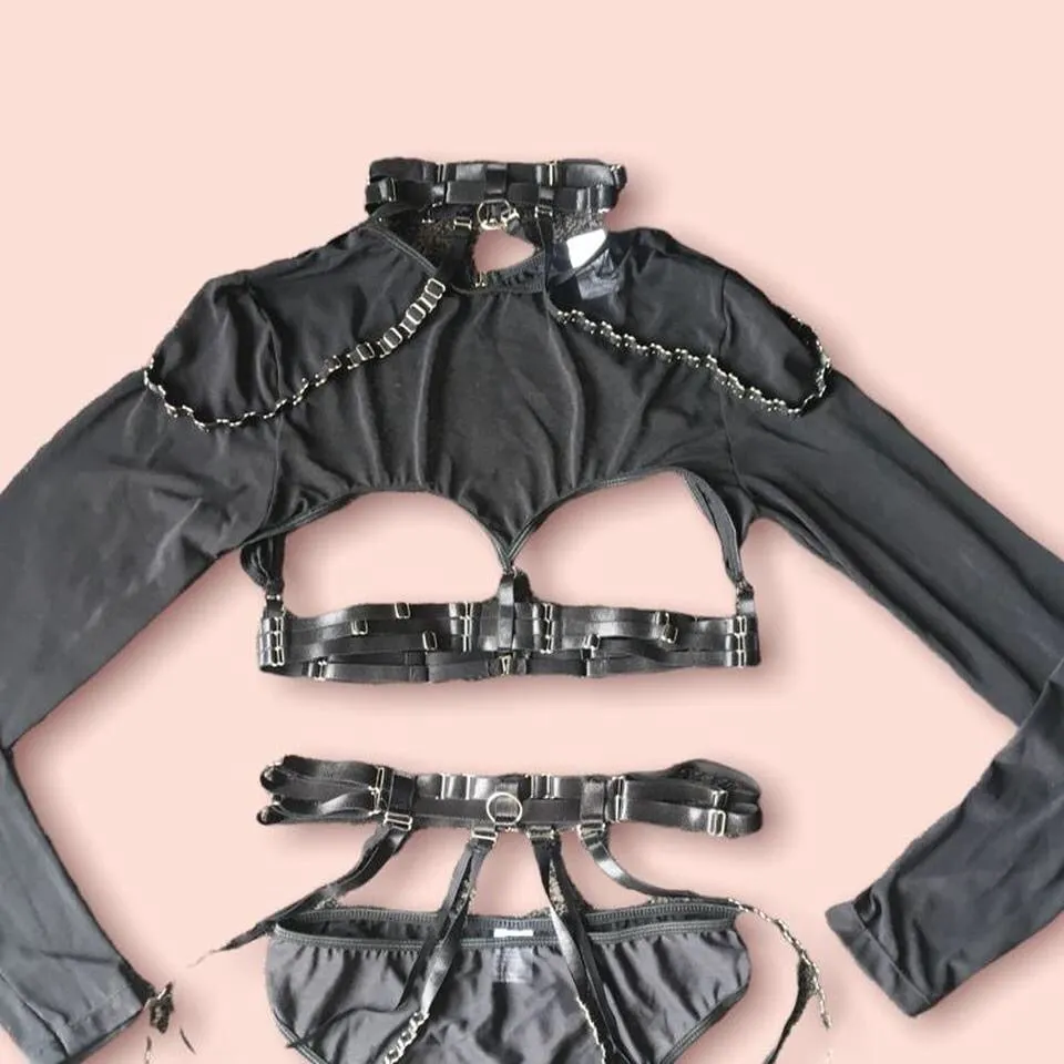 Mesh 4 Piece Techno Festival Lingerie Set