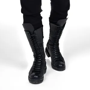 Mid Rise Leather Combat Boots
