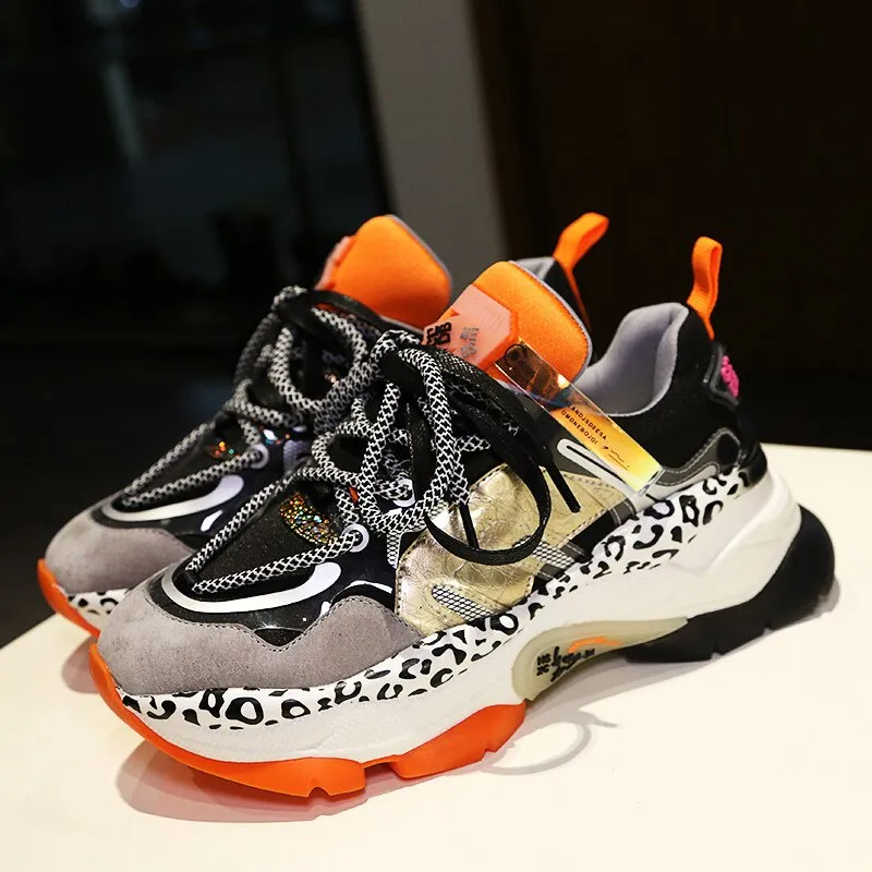 Mixed Color Women's Chunky Sneakers  Fashion Brand Style Quality Women Platform Shoes Casual Trainers Lady Footwear