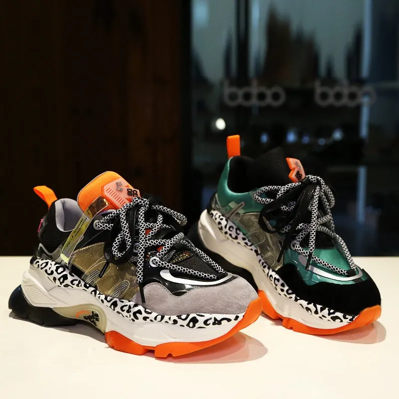 Mixed Color Women's Chunky Sneakers  Fashion Brand Style Quality Women Platform Shoes Casual Trainers Lady Footwear