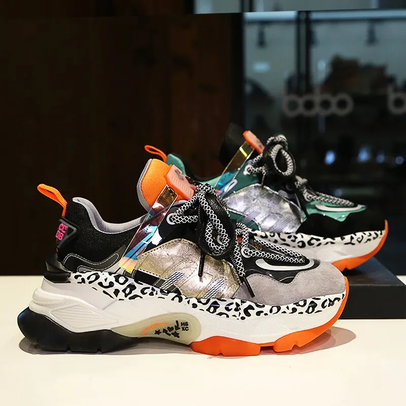 Mixed Color Women's Chunky Sneakers  Fashion Brand Style Quality Women Platform Shoes Casual Trainers Lady Footwear