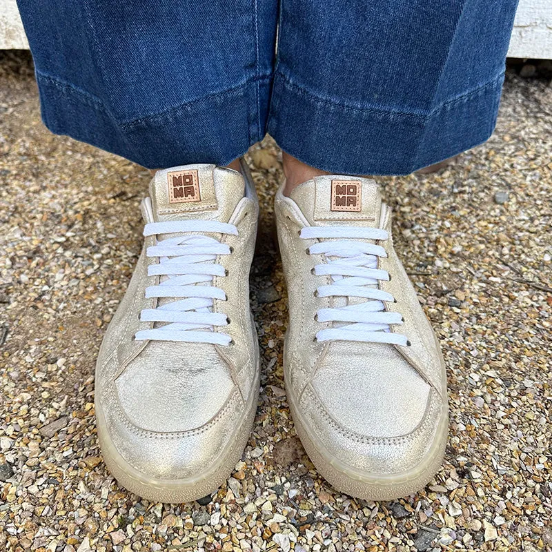 Moma Metallic-Sheen Gold Leather Sneakers