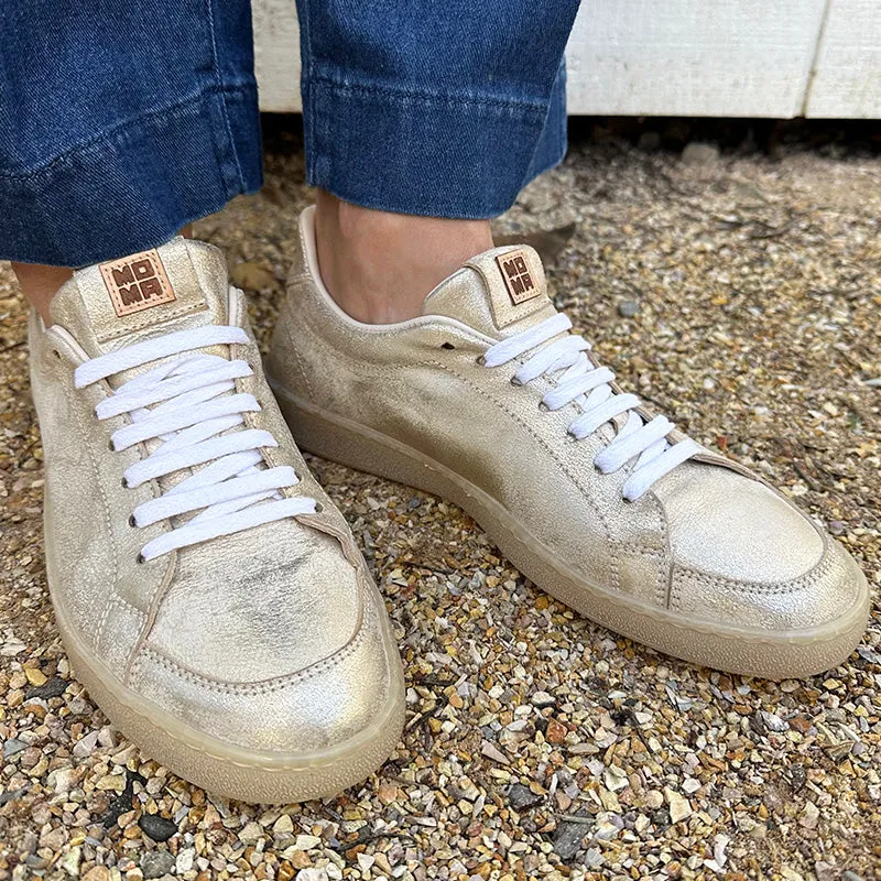 Moma Metallic-Sheen Gold Leather Sneakers
