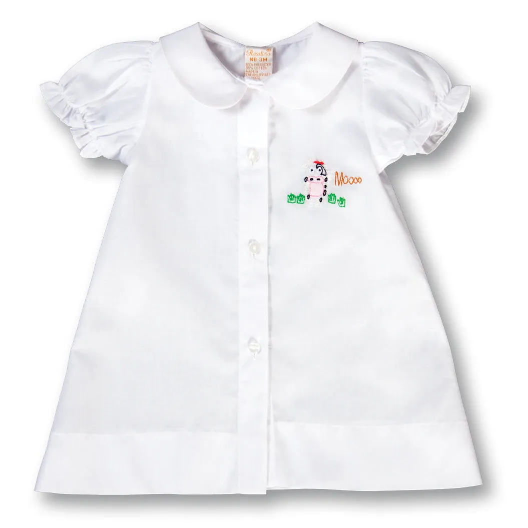 Moo Cow Shadow Embroidered White Girl Daygown