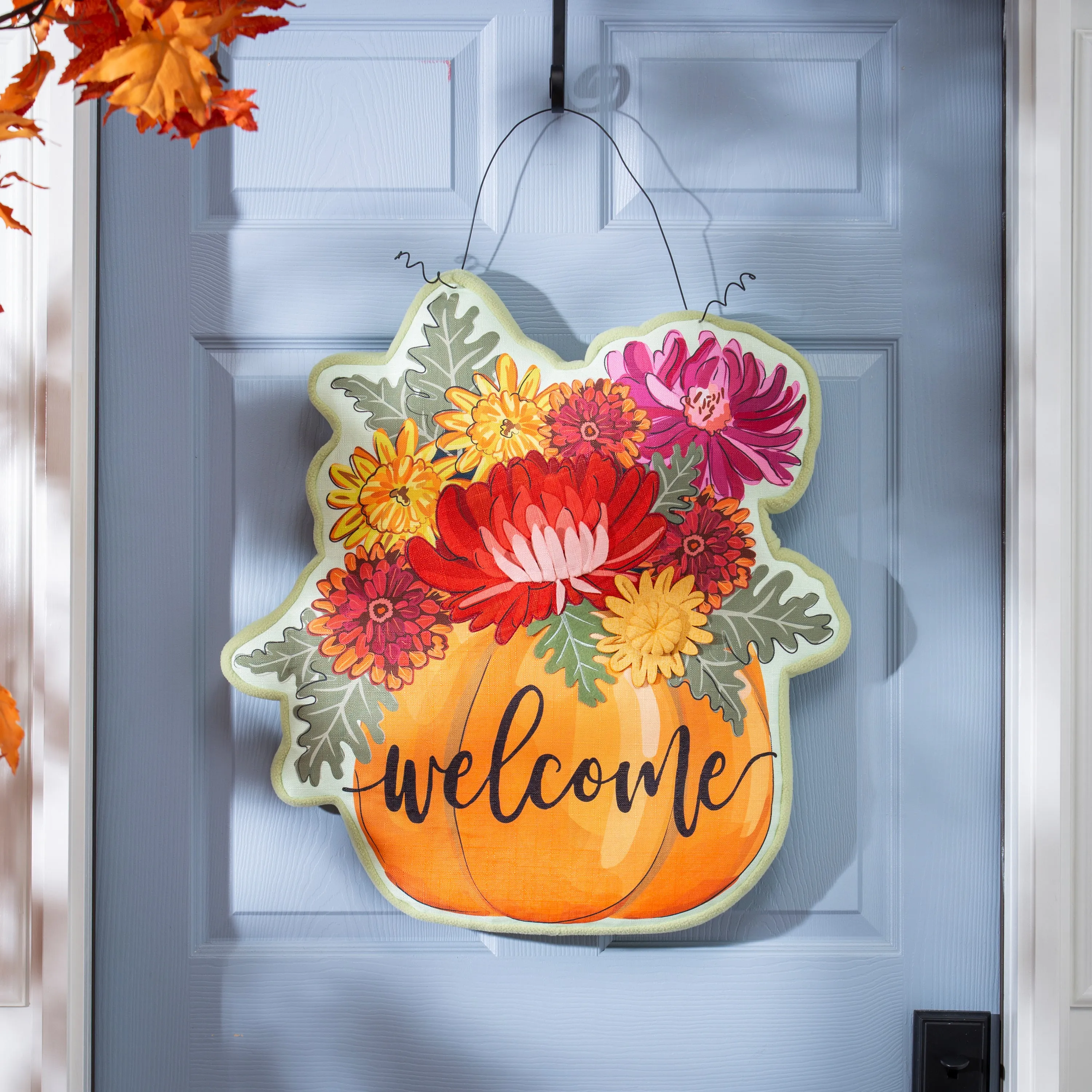 Mums and Pumpkin Estate Door Décor,2deb2574