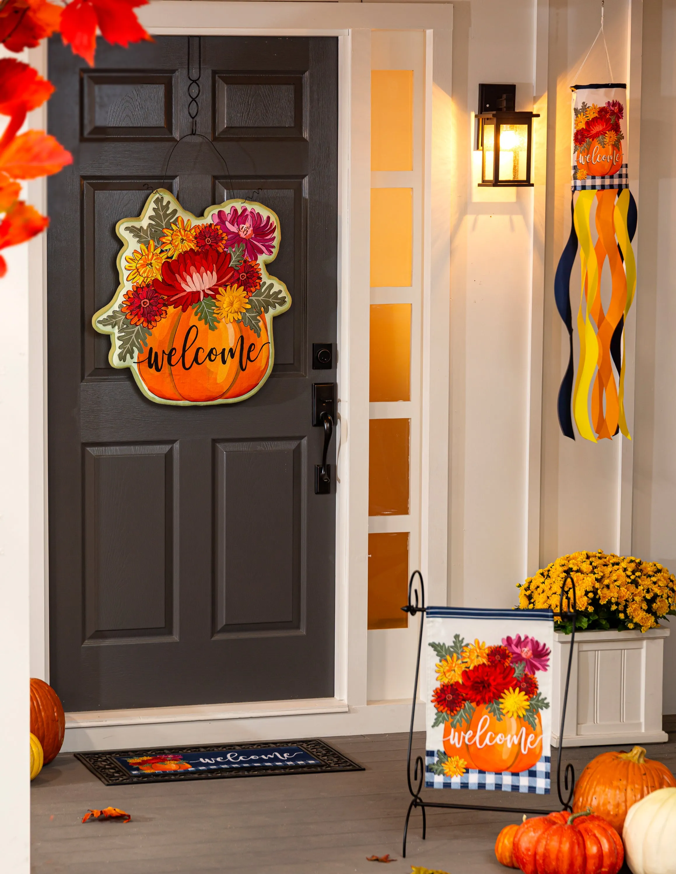 Mums and Pumpkin Estate Door Décor,2deb2574