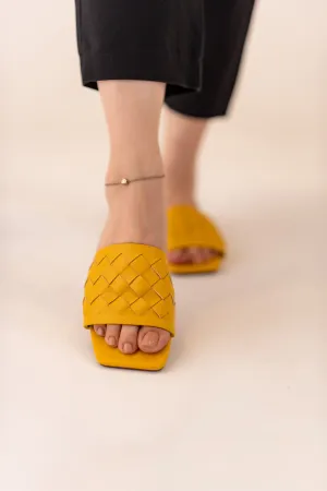 Mustard Weave Detail Flats