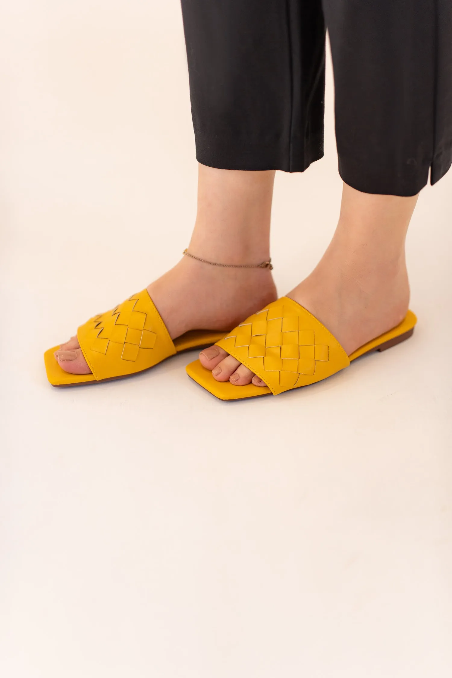 Mustard Weave Detail Flats