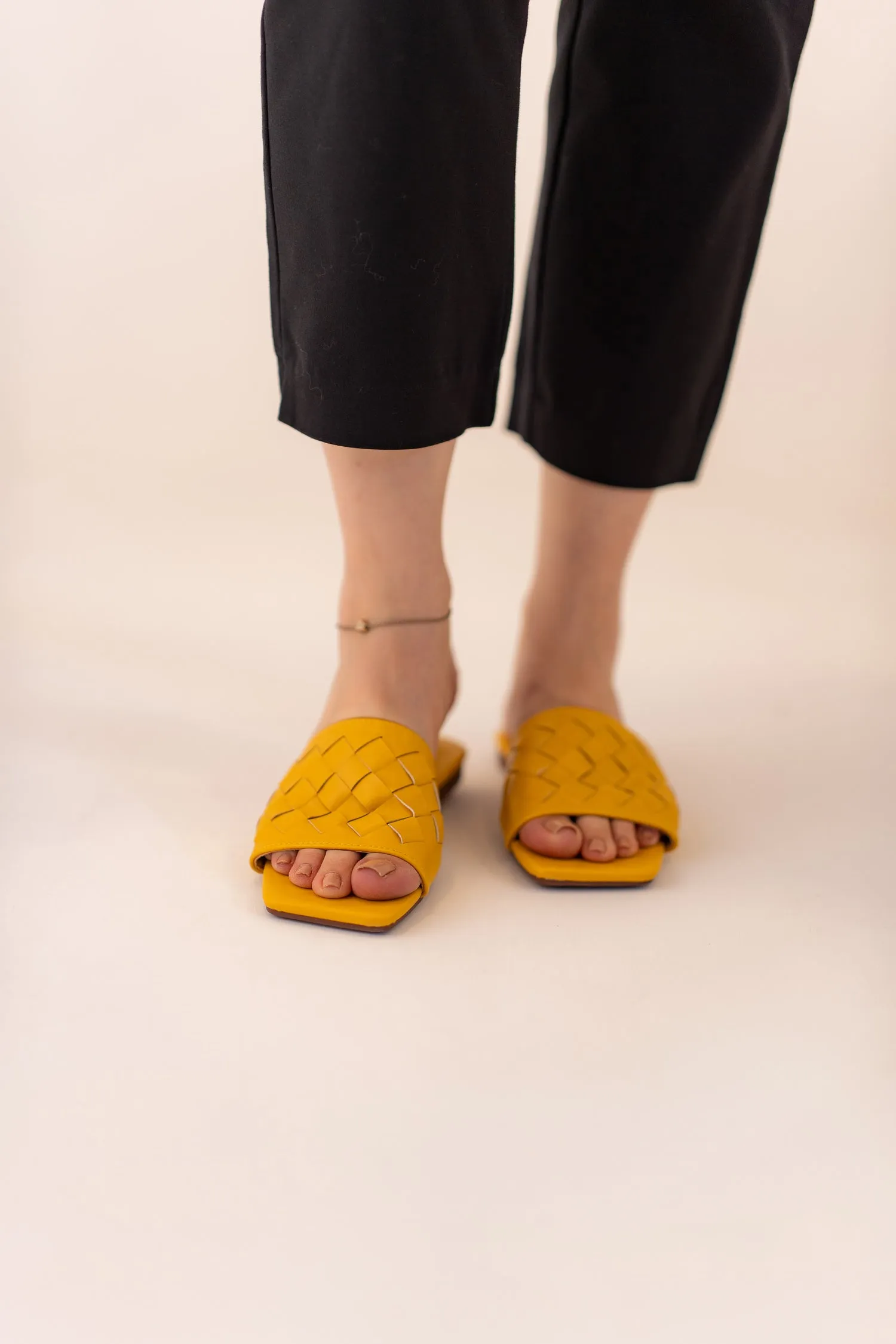 Mustard Weave Detail Flats
